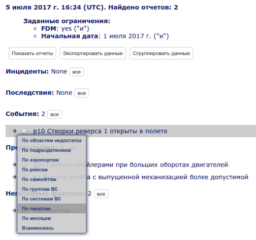 статистика лётных отклонений