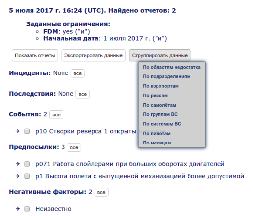 статистика лётных отклонений